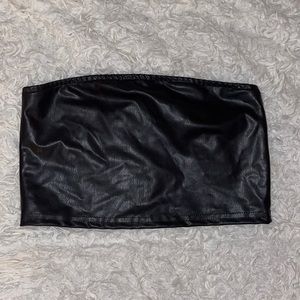 Fake Leather Bandeau Top